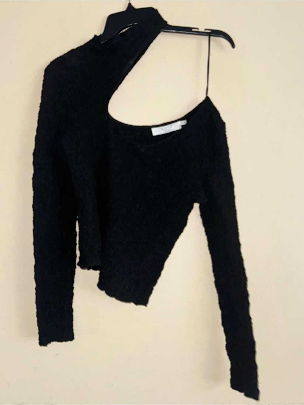 ASTR The Label Black Textured Cutout Long Sleeve Top Size M NWT!